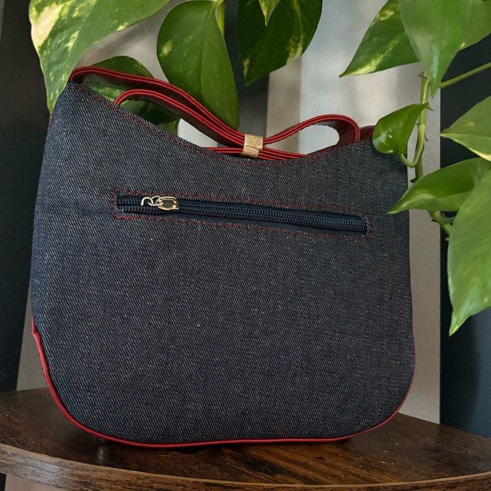 NWT Stylish Denim and Red Women's Bag - Picture 2 of 9